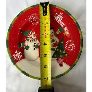 Crofton Christmas Snowman Plates Set of 4 7 Inch Red Green Holiday Dishes